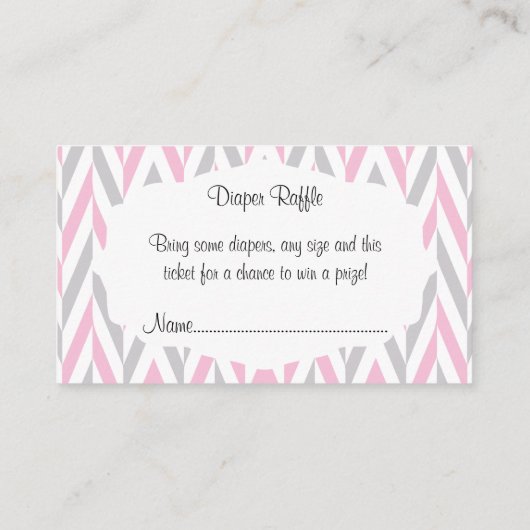 Roze Grijze Olifant Baby shower Luier Raffle 2 Informatiekaartje (Achterkant)