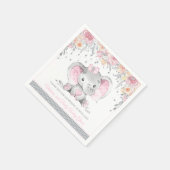 Roze Grijze Olifant Diamant Bloemen Baby shower Servet (Hoek)