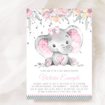 Roze Grijze Olifant Floral Diamond Meisje Baby sho