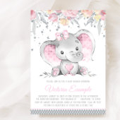 Roze Grijze Olifant Floral Diamond Meisje Baby sho Kaart