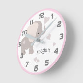 Roze grijze olifant hartwandklok ronde klok (Hoek)
