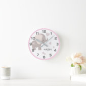 Roze grijze olifant hartwandklok ronde klok (Huis)