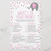 Roze grijze olifant in je Baby shower Briefpapier (Voorkant)