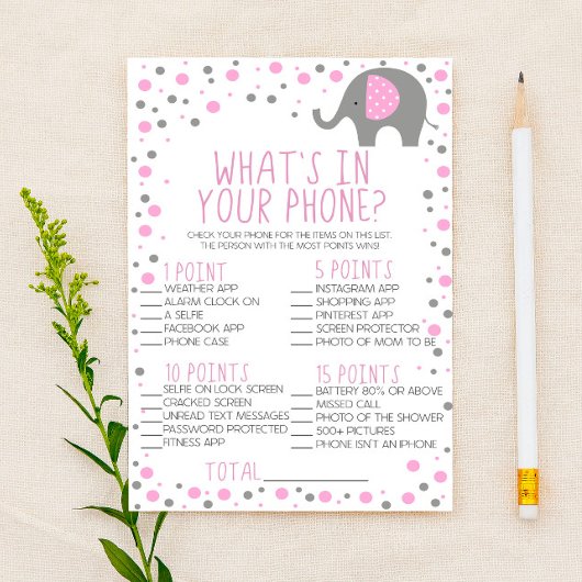 Roze grijze olifant in je Baby shower Briefpapier