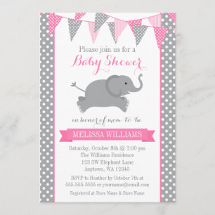 Roze grijze olifant pols bundelend Baby shower Kaart