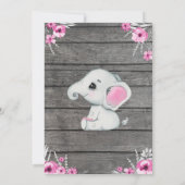 Roze grijze olifant uitnodiging bewerkbaar Roze (Achterkant)