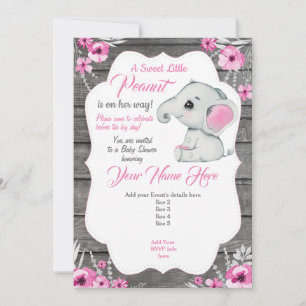 Roze Grijze Olifant Uitnodiging Oplaadbaar Roze