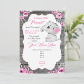 Roze Grijze Olifant Uitnodiging Oplaadbare Roze (Staand voorkant)