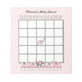 Roze grijze olifanten Baby shower Bingo Game pad Notitieblok (Voorkant)