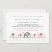 Roze grijze olifanten Baby shower Kaart (Voorkant)