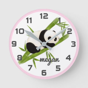 Roze grijze Panda Beer Nursery Wall klok