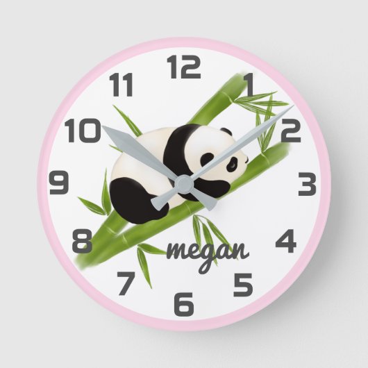 Roze grijze Panda Beer Nursery Wall klok (Voorkant)
