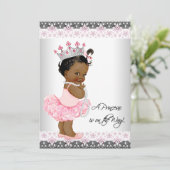 Roze Grijze Parels Kant Etnische Baby Meisje Douch Kaart (Staand voorkant)