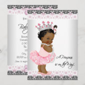 Roze Grijze Parels Kant Etnische Baby Meisje Douch Kaart (Voorkant / Achterkant)