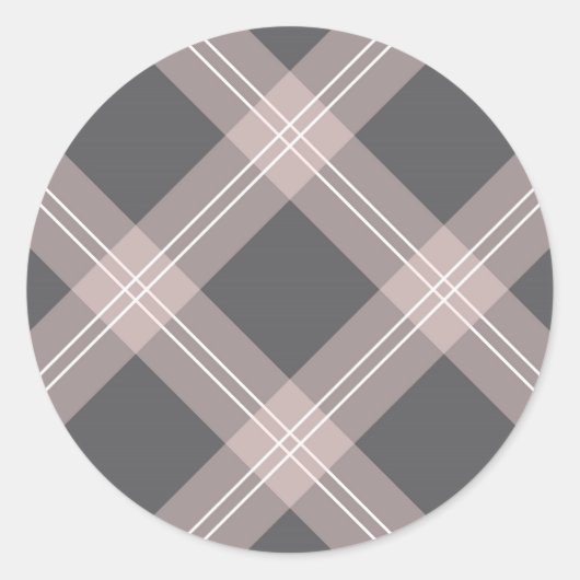 Roze & Grijze plaid Ronde Sticker (Voorkant)