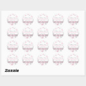 Roze & Grijze Polka Dots Aankondiging Ronde Sticker (Vel)
