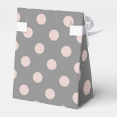 Roze & grijze polka-stippen verjaardagsfeestje bedankdoosjes (Achterkant)