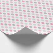 Roze grijze pooldots cadeaupapier (Hoek)