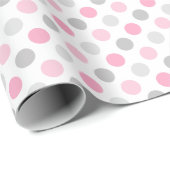 Roze grijze pooldots cadeaupapier (Rol Hoek)