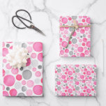 Roze grijze pooldots inpakpapier vel<br><div class="desc">Voor roze en grijze waterverf polka stippen is dit pakpapier geweldig voor elke keer.</div>