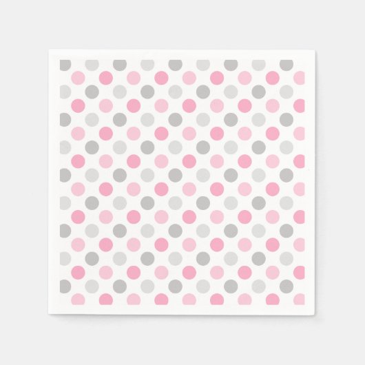 Roze grijze pooldots servet (Voorkant)