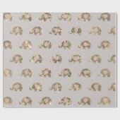 Roze grijze prinses Elephant Faux Gold Baby Cadeaupapier (Vlak)