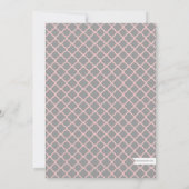 Roze + grijze Quatrefoil Weddenschap Tea uitnodigi Kaart (Achterkant)
