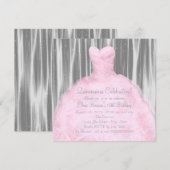 Roze grijze Quinceañera Kaart (Voorkant / Achterkant)