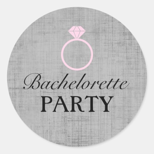 Roze & Grijze Ring Design Bachelorette Party Stick Ronde Sticker (Voorkant)