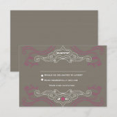 Roze & Grijze Rock 'n' Roll Muziek Thema Trouwdag RSVP Kaartje (Voorkant / Achterkant)