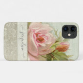  roze grijze Roos Case-Mate iPhone Case (Achterkant (horizontaal))