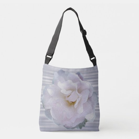 Roze grijze roos crossbody tas (Voorkant)
