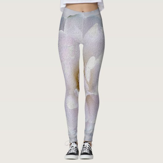 Roze grijze roos leggings (Voorkant)