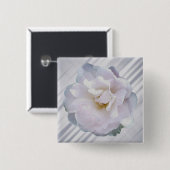 Roze grijze roos vierkante button 5,1 cm (Voorkant /achterkant)