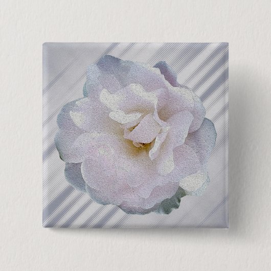 Roze grijze roos vierkante button 5,1 cm (Voorkant)