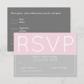 Roze grijze RSVP Modern met menuselecties (Voorkant / Achterkant)