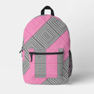 Roze & grijze rugzak met abstracte vierkanten stre