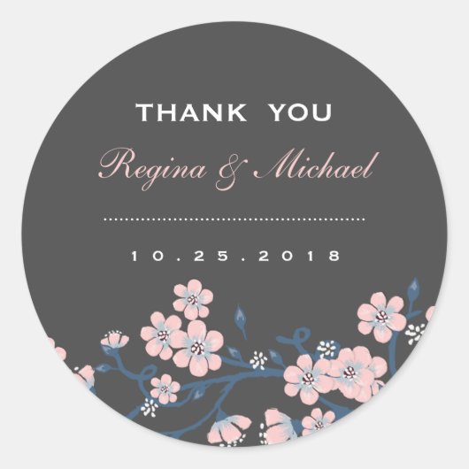 Roze grijze Sakura Flower Wedding for Sticker (Voorkant)