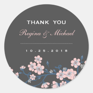Roze grijze Sakura Flower Wedding for Sticker