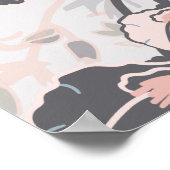 Roze grijze schaduw Floral Pattern Poster (Hoek)