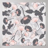 Roze grijze schaduw Floral Pattern Poster (Voorkant)