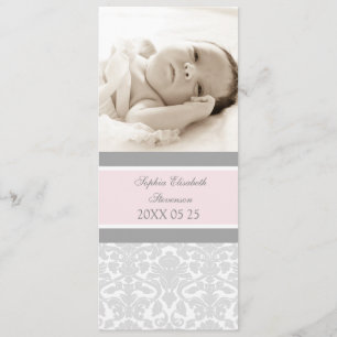 Roze grijze Sjabloon Nieuwe baby aankondiging