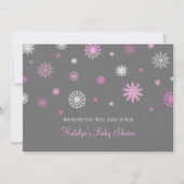 Roze grijze sneeuw, aangepast Baby shower voor ker Kaart (Voorkant)