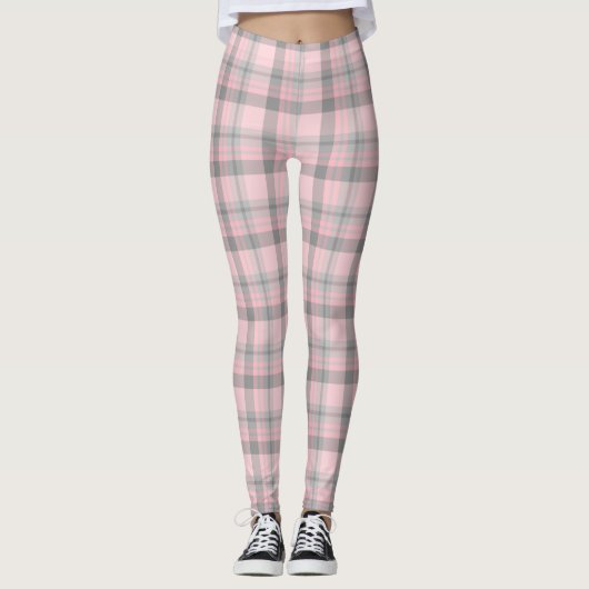 Roze grijze speldenvrouwen Leggings (Voorkant)