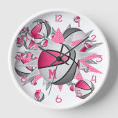 Roze Grijze Sportruimte Decor Basketballen Sterren (Voorkant)