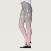 Roze grijze sterren ombre stijlvolle afbeelding Mo Leggings (Links)