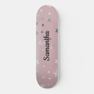 Roze grijze sterren Ombre stijlvolle chic moderne Persoonlijk Skateboard