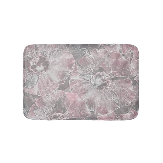 Roze grijze, stijlvolle bloemen badmat (Voorkant)