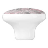 Roze grijze, stijlvolle bloemen keramische knop (Zijkant)