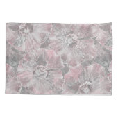 Roze grijze stijlvolle grote bloemen kussensloop (Achterkant)